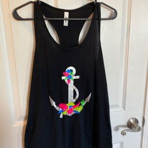 Black Racerback Anchor Tank Top